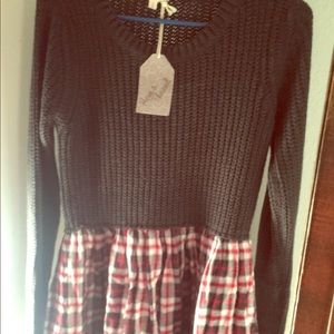 Cute sweater gingham dress